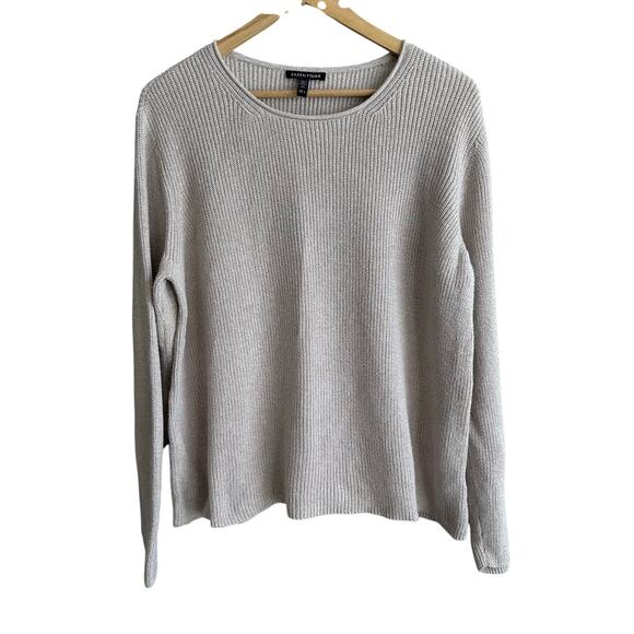 Eileen Fisher Crew Neck Organic Cotton Sweater Dove L - Picture 5 of 11